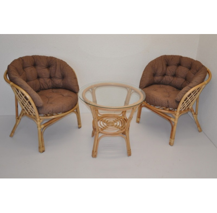 Ratanová sedací souprava Java polstr hnědý melír MAXI