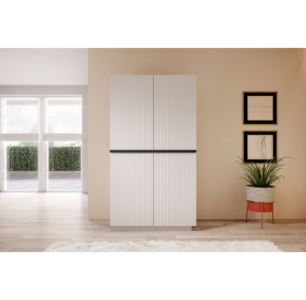 Skříň Nicole 100 cm se 2 skrytými zásuvkami - bílý mat / černé úchyty