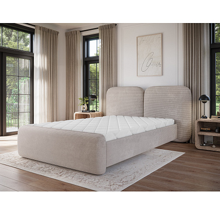Bed Ollival 180x200 with metal frame and storage box, beige velvet Jarell 20 1 Bed Ollival 180x200 with metal frame and storage box, beige velvet Jarell 20 1