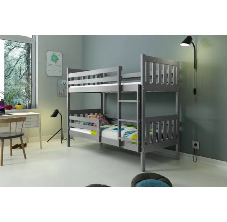 Dětská patrová postel CARINO 80x190 cm, bez matrací, Grafit