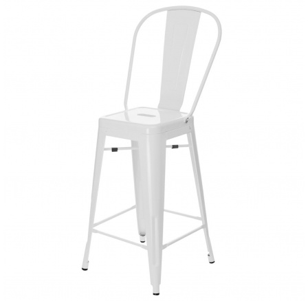 Barová židle Paris Back 66 cm bílá inspirovaná Tolix