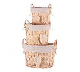 Koš proutěný - regálový, oválný s uchy, cena za sadu 3 ks