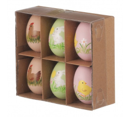 Vajíčka plastová - malovaná, mix 3 druhů, cena za balení (6 ks)
