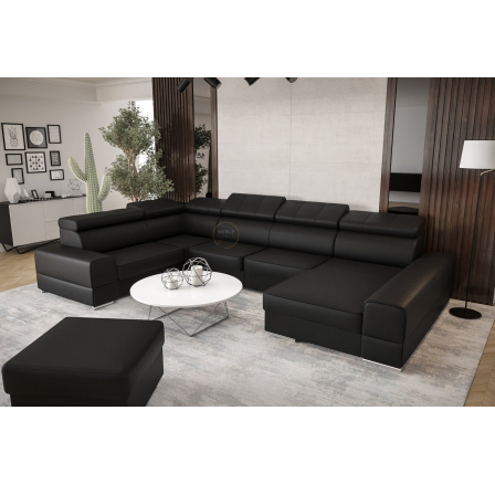 Rohová sedací souprava ROYAL MAX II průměr 30x375x185 přírodní kůže - černá kůže , levá Rohová sedací souprava ROYAL MAX II průměr 30x375x185 přírodní kůže - černá kůže , levá