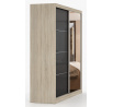 Šatní skříň MULTI 31 - 233 cm, Dub Sonoma/Černý Lesk