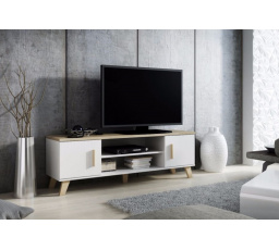 Tv komoda LOTTA RTV160 (2D2K), Bílá/Dub sonoma 