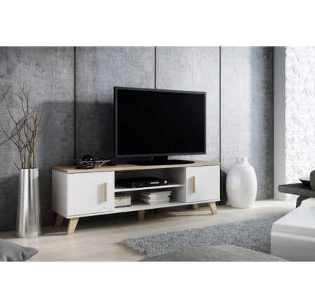 Tv komoda LOTTA RTV160 (2D2K), Bílá/Dub sonoma 