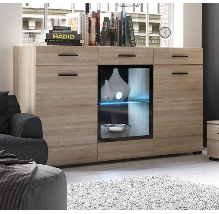 ARKTIC-komoda kom 1W2D2S, lamino Dub sonoma vetně LED osvětlení(Vusher kom 1w2d2s...balíků)(UB)K150