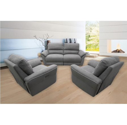 MACAU - SEDACÍ SOUPRAVA 3+1+1 (50035M)  AL1.5-1E+AR1.5-1E+L1-1E+L1-1E relaxační elektrické polohování - látka 15875/20810# tmavě šedá (MAN) CH19