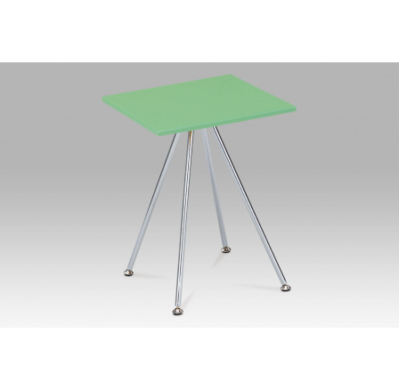 Odkládací stolek, vysoký lesk zelený / chrom