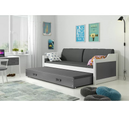 Dětská postel DAVID s matracemi, 90x200 cm, Bílá/Grafit