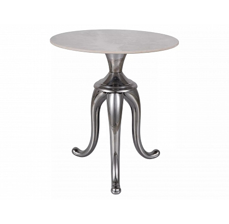 Konferenční stůl SNAKE, Efekt bílého mramoru/Stříbrná