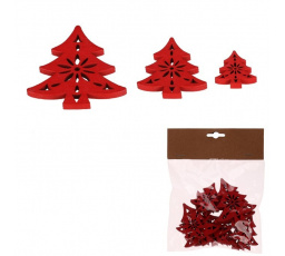 Stromečky - dřevo, mix 3 vel., červené, cena za balení (18 ks)