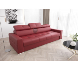 Sofa MARGO III 273 cm přírodní kůže - červená kůže