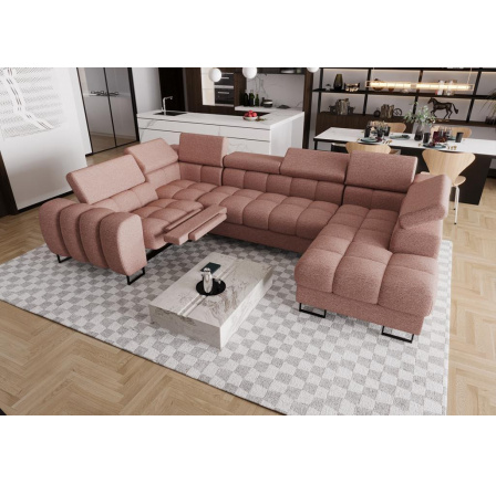 Rohová sedací souprava ASPEN MAX II , relax 198x350x170 cm - levá, růžová Rohová sedací souprava ASPEN MAX II , relax 198x350x170 cm - levá, růžová