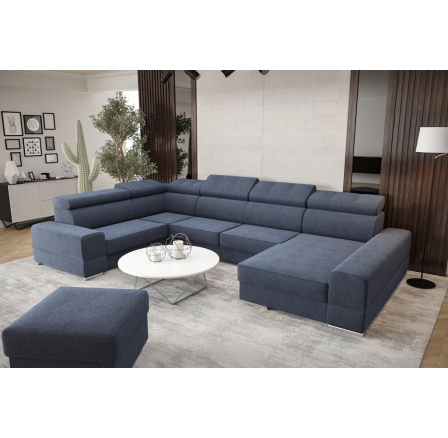 Rohová sedací souprava ROYAL MAX II průměr 30x375x185 - modrá , levá