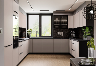 Kuchyně ARONA - Černý mat/Kašmír