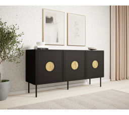 Komoda PALAZZO 150, matná černá/dub craft