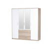 Šatní skříň MILO 02 4dvířková 3 šuplíky dub sonoma 3D / bílá