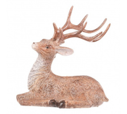 Jelen - polyresinová figurka, sedící, vel. L, béžovo-hnědý