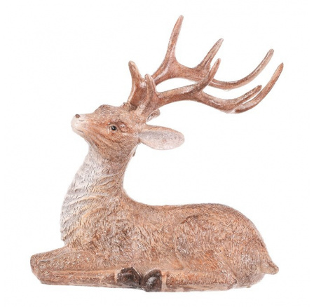 Jelen - polyresinová figurka, sedící, vel. L, béžovo-hnědý Jelen - polyresinová figurka, sedící, vel. L, béžovo-hnědý