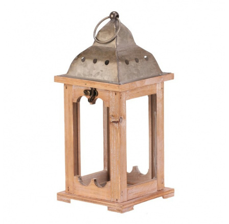 Lucerna dřevěná - barva přírodní, kovová stříška Lucerna dřevěná - barva přírodní, kovová stříška