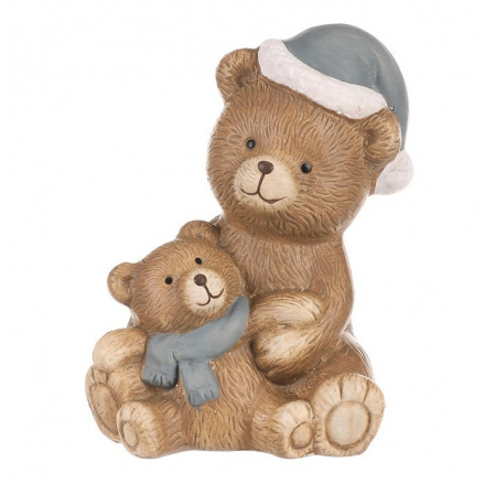 Medvěd s medvídětem - sedící, keramická figurka