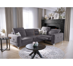 Rohová sedací souprava MALIBU , relax s funkcí spaní 185x250 cm - šedá , pravá