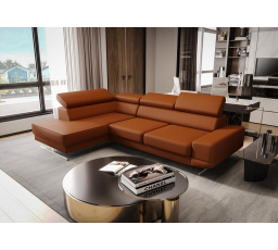 Rohová Kožená sedací souprava MILANO I- cihlová , levá