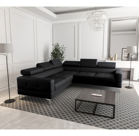 Rohová kožená sedací soupravaTOSCANIA MAX 250×250 černá přírodní kůže LE MANS AKCE - pravá Rohová kožená sedací soupravaTOSCANIA MAX 250×250 černá přírodní kůže LE MANS AKCE - pravá