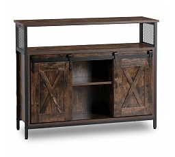 Komoda ARLO 100 cm s policemi Dub Rustikální/Černá