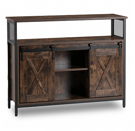 Komoda ARLO 100 cm s policemi Dub Rustikální/Černá