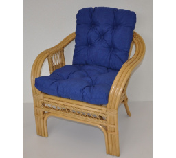 Ratanové křeslo Rio De Janeiro medové - polstr tmavě modrý melír