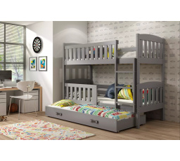 Dětská patrová postel KUBUS 3 s přistýlkou 90x200 cm, bez matrací, Grafit/Grafit