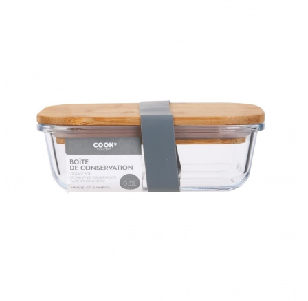 Skleněný lunch box s bambusovým víkem