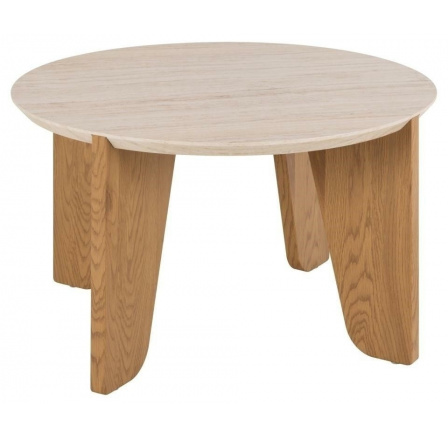 Kulatý konferenční stolek Dockland. 80 cm           travertin/dub
