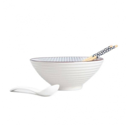 Ramen set SALADO pruhovaný s hnědým okrajem 21 cm 726996