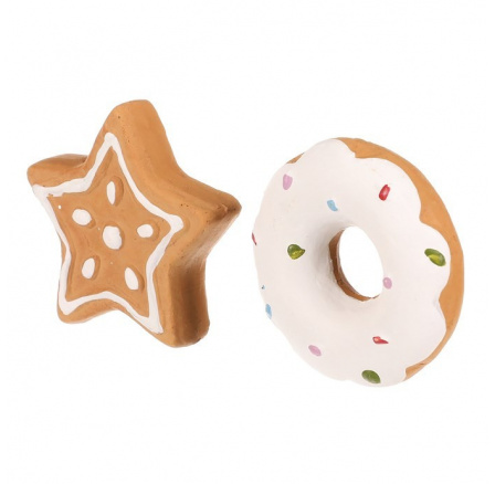 Hvězda a donut - ozdoby z terakoty, imitace perníku, cena za 1 ks