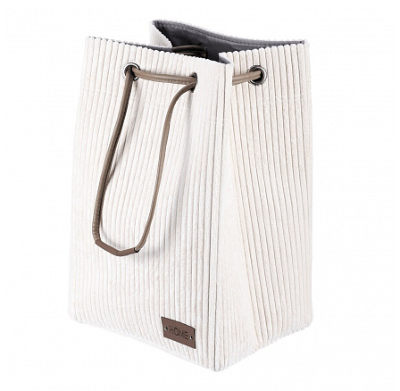 Koš prádelní - manšestr, stahovací, krémový