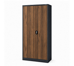 Kovová skříň s úložným prostorem antracitová / ořech: Eco Design TOMAŠ, 900 x 1850 x 450 mm