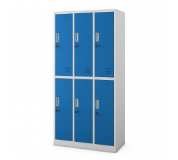 Šatní skříň šedo-modrá: s 6 boxy IGOR, 900 x 1850 x 450 mm