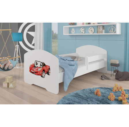 Postel s matrací a zábranou PEPE RED CAR 160x80 Bílá