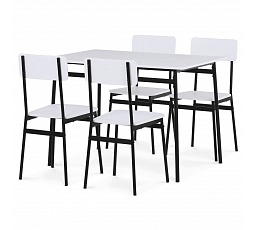 Jídelní set s 4 židlemi, 110x70x76cm, mdf, bílá, AUT-O2155 WT