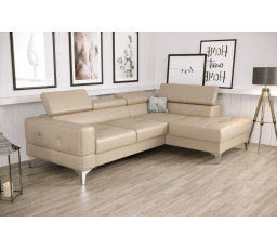 Rohová sedací souprava TOSCANIA MINI přírodní kůže 170x250 cm - béžová, pravá