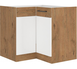 Dolní rohová skřínka VIGO - 90x90 ND 2F BB, Dub Lancelot / Bílý lesk
