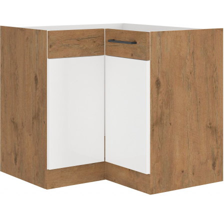 Dolní rohová skřínka VIGO - 90x90 ND 2F BB, Dub Lancelot / Bílý lesk