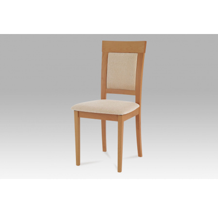 Jídelní židle, masiv buk, barva buk, látkový béžový potah