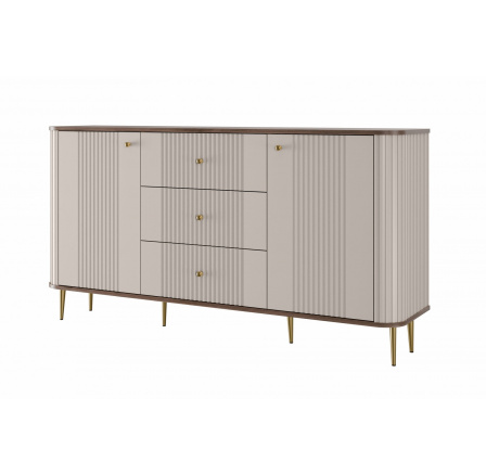 Komoda se zásuvkami Vesper 160 cm - kašmír / ořech / zlaté nohy