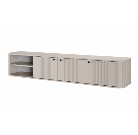 Závěsná TV skříňka Vesper 3D 187 cm - kašmír / černé úchyty