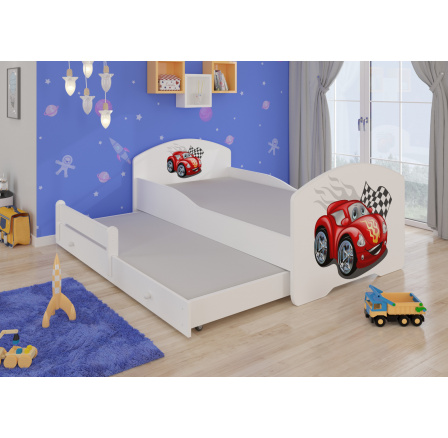 Dvojlůžko s matracemi PEPE II CAR ZIGZAG 160x80 Bílá